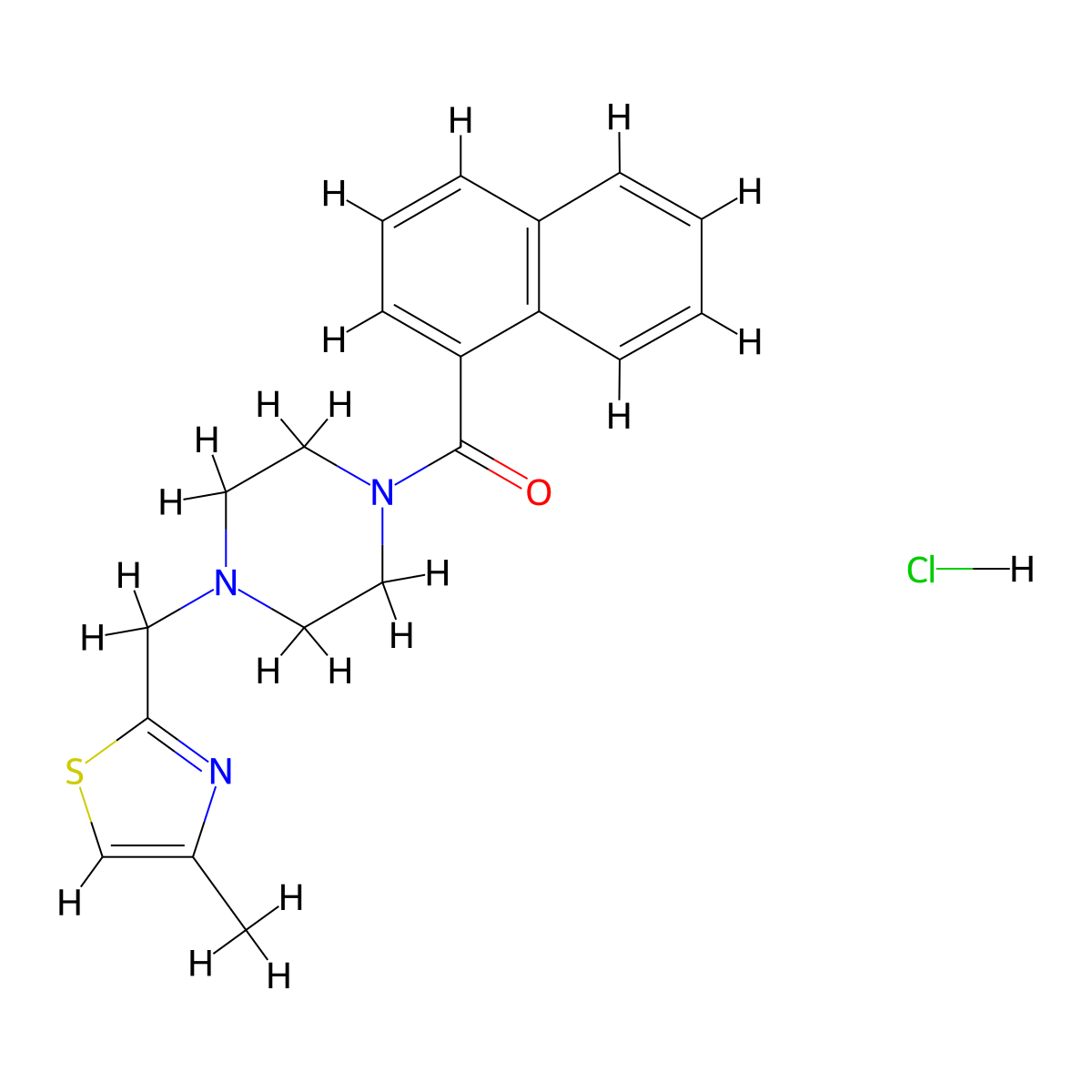 (4-((4-Methylthiazol-2-yl)methyl)piperazin-1-yl)(naphthalen-1-yl)methanone hydrochloride molecular structure, CAS 1216770-94-3
