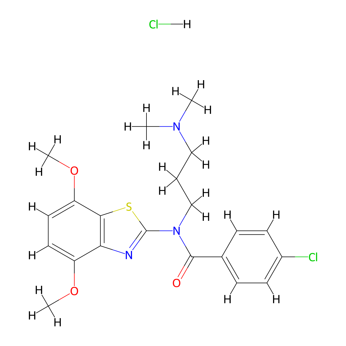 4-chloro-N-(4,7-dimethoxybenzo[d]thiazol-2-yl)-N-(3-(dimethylamino)propyl)benzamide hydrochloride molecular structure, CAS 1216771-37-7