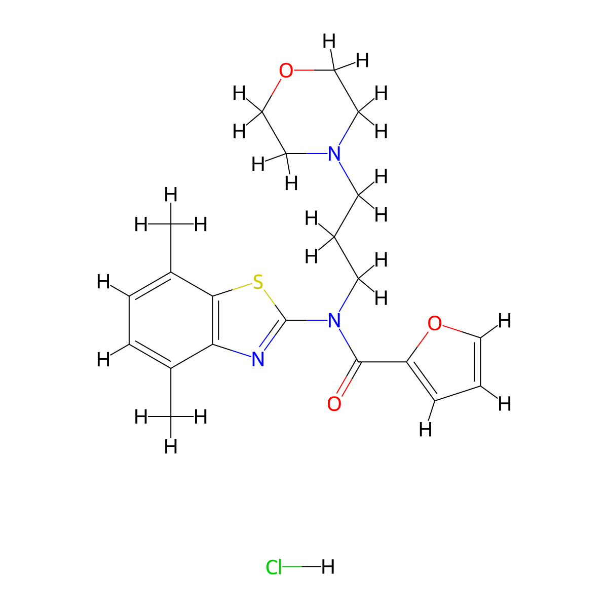 N-(4,7-dimethylbenzo[d]thiazol-2-yl)-N-(3-morpholinopropyl)furan-2-carboxamide hydrochloride molecular structure, CAS 1216772-72-3