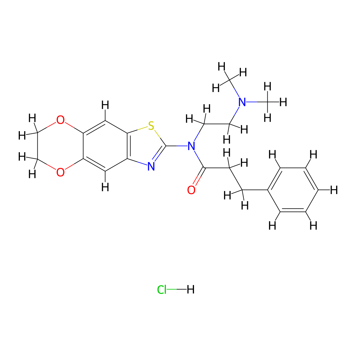 N-[2-(dimethylamino)ethyl]-N-{10,13-dioxa-4-thia-6-azatricyclo[7.4.0.0^{3,7}]trideca-1,3(7),5,8-tetraen-5-yl}-3-phenylpropanamide hydrochloride molecular structure, CAS 1216772-96-1