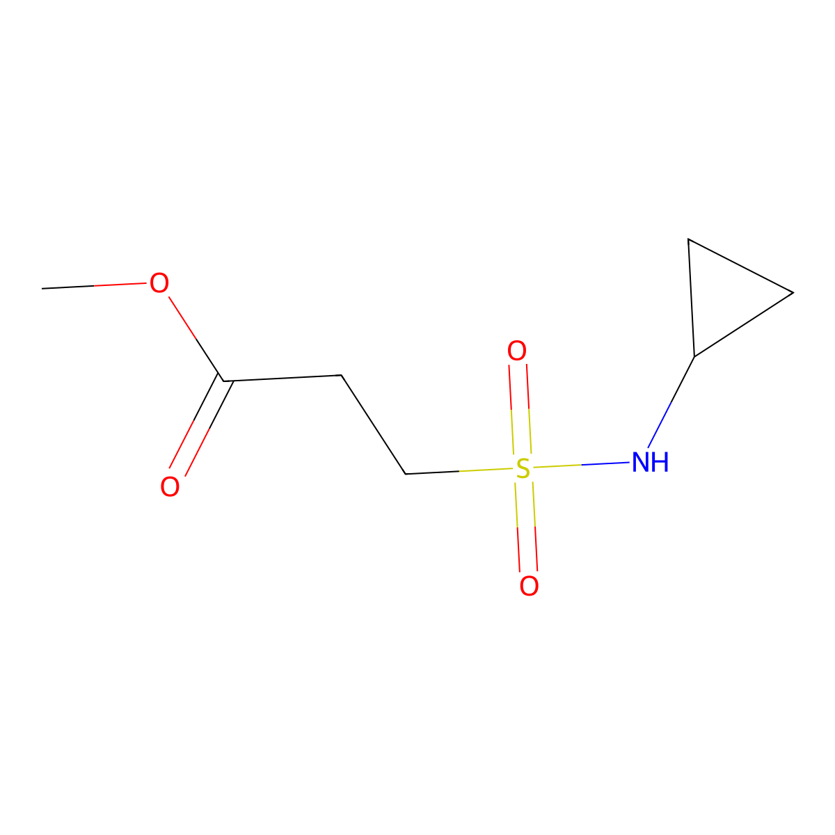 Methyl 3-(cyclopropylsulfamoyl)propanoate molecular structure, CAS 1216773-32-8