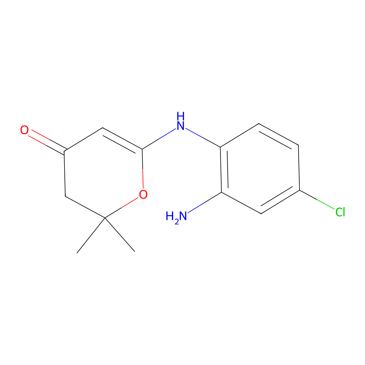 6-[(2-Amino-4-chlorophenyl)amino]-2,2-dimethyl-2,3-dihydro-4H-pyran-4-one molecular structure, CAS 1216774-91-2