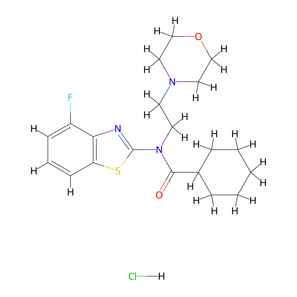 N-(4-fluorobenzo[d]thiazol-2-yl)-N-(2-morpholinoethyl)cyclohexanecarboxamide hydrochloride molecular structure, CAS 1216774-94-5