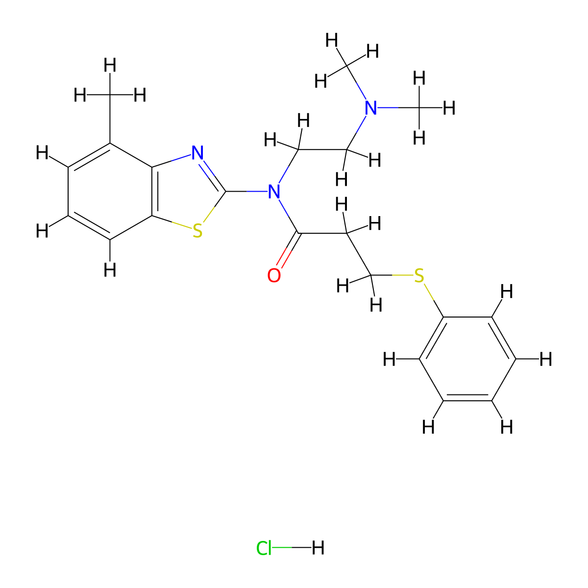 N-(2-(dimethylamino)ethyl)-N-(4-methylbenzo[d]thiazol-2-yl)-3-(phenylthio)propanamide hydrochloride molecular structure, CAS 1216775-84-6
