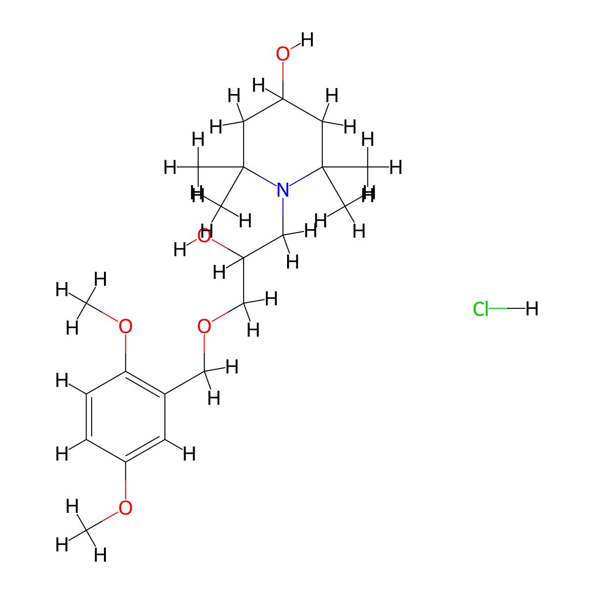 1-(3-((2,5-Dimethoxybenzyl)oxy)-2-hydroxypropyl)-2,2,6,6-tetramethylpiperidin-4-ol hydrochloride molecular structure, CAS 1216776-07-6