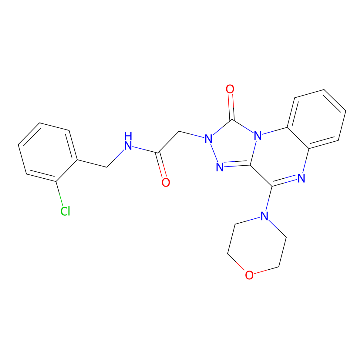 N-(2-chlorobenzyl)-2-(4-morpholino-1-oxo-[1,2,4]triazolo[4,3-a]quinoxalin-2(1H)-yl)acetamide molecular structure, CAS 1216777-30-8