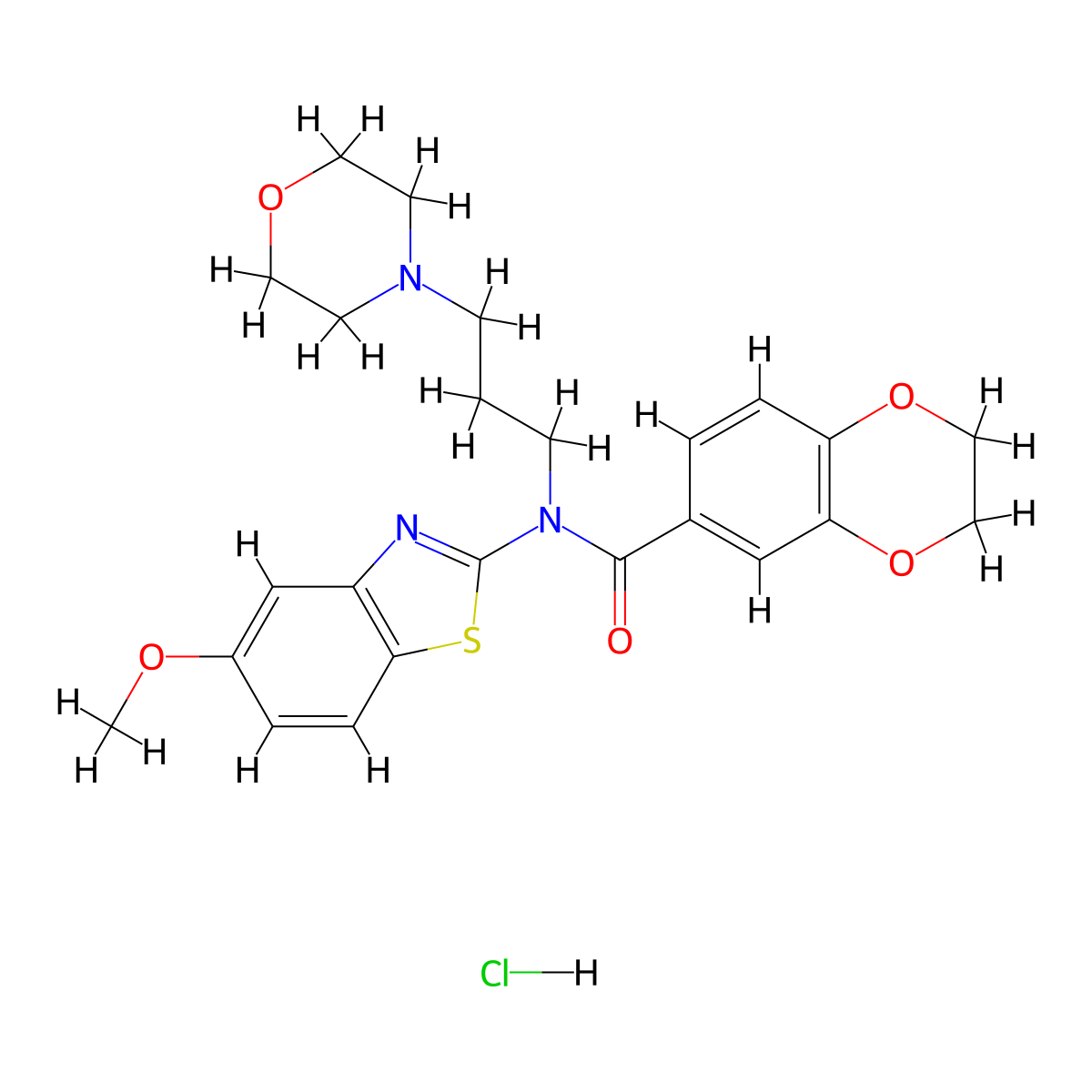 N-(5-methoxybenzo[d]thiazol-2-yl)-N-(3-morpholinopropyl)-2,3-dihydrobenzo[b][1,4]dioxine-6-carboxamide hydrochloride molecular structure, CAS 1216779-36-0