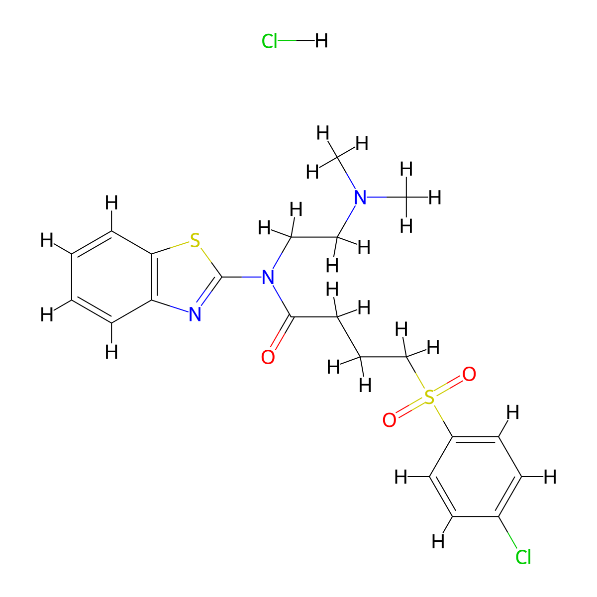 N-(benzo[d]thiazol-2-yl)-4-((4-chlorophenyl)sulfonyl)-N-(2-(dimethylamino)ethyl)butanamide hydrochloride molecular structure, CAS 1216779-45-1