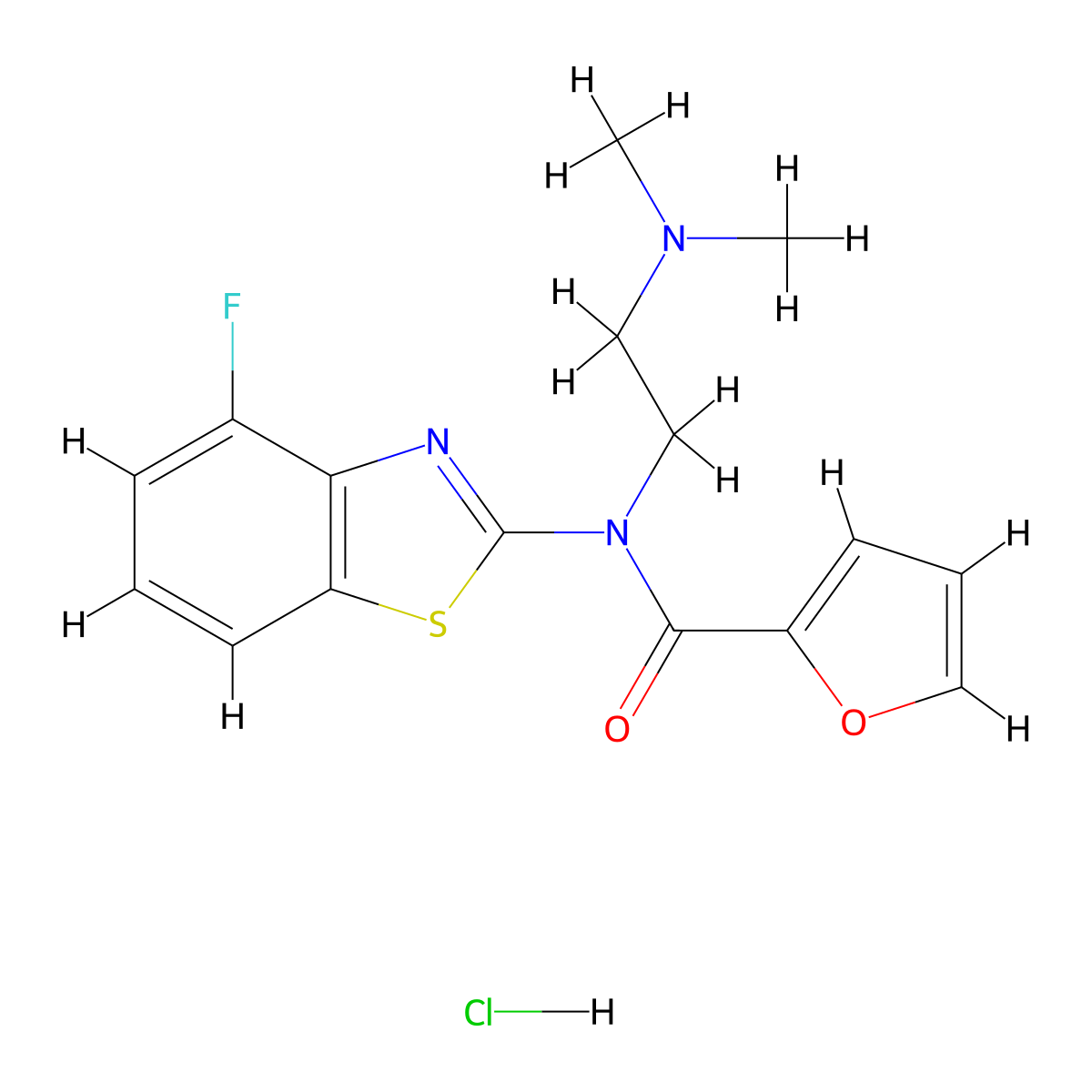 N-[2-(Dimethylamino)ethyl]-N-(4-fluoro-1,3-benzothiazol-2-YL)furan-2-carboxamide hydrochloride molecular structure, CAS 1216779-73-5