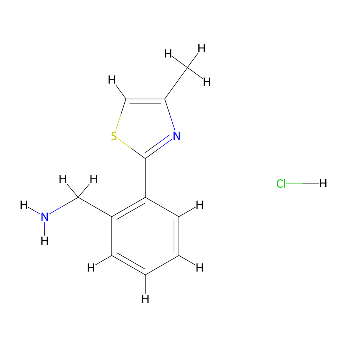 [2-(4-Methyl-1,3-thiazol-2-yl)phenyl]methanamine hydrochloride molecular structure, CAS 1216779-75-7