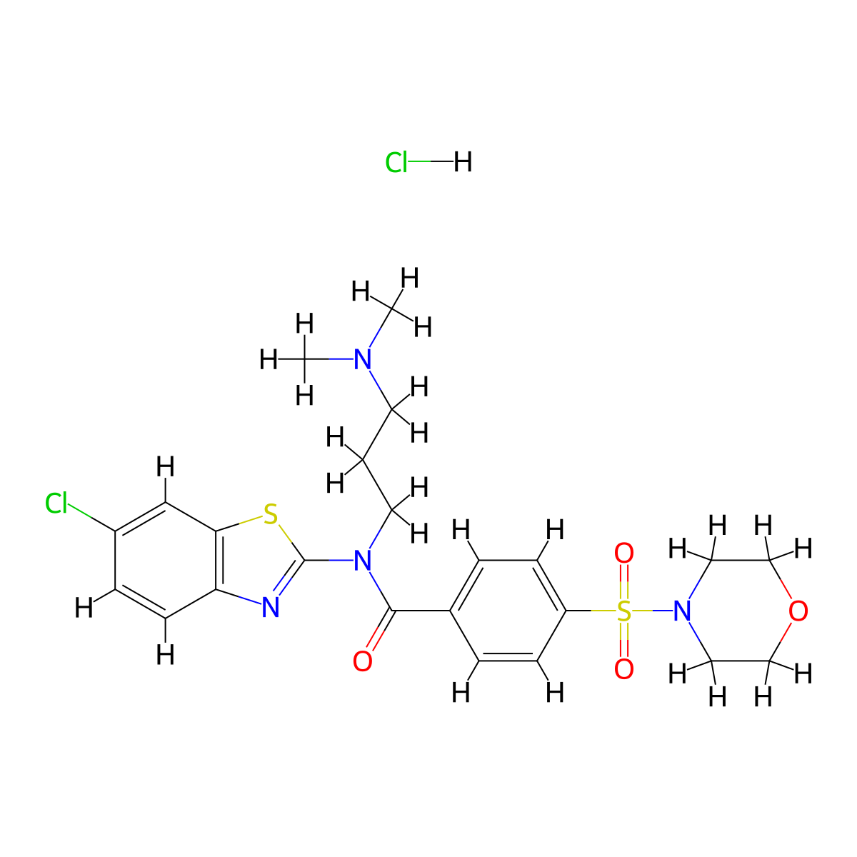 N-(6-chlorobenzo[d]thiazol-2-yl)-N-(3-(dimethylamino)propyl)-4-(morpholinosulfonyl)benzamide hydrochloride molecular structure, CAS 1216780-04-9