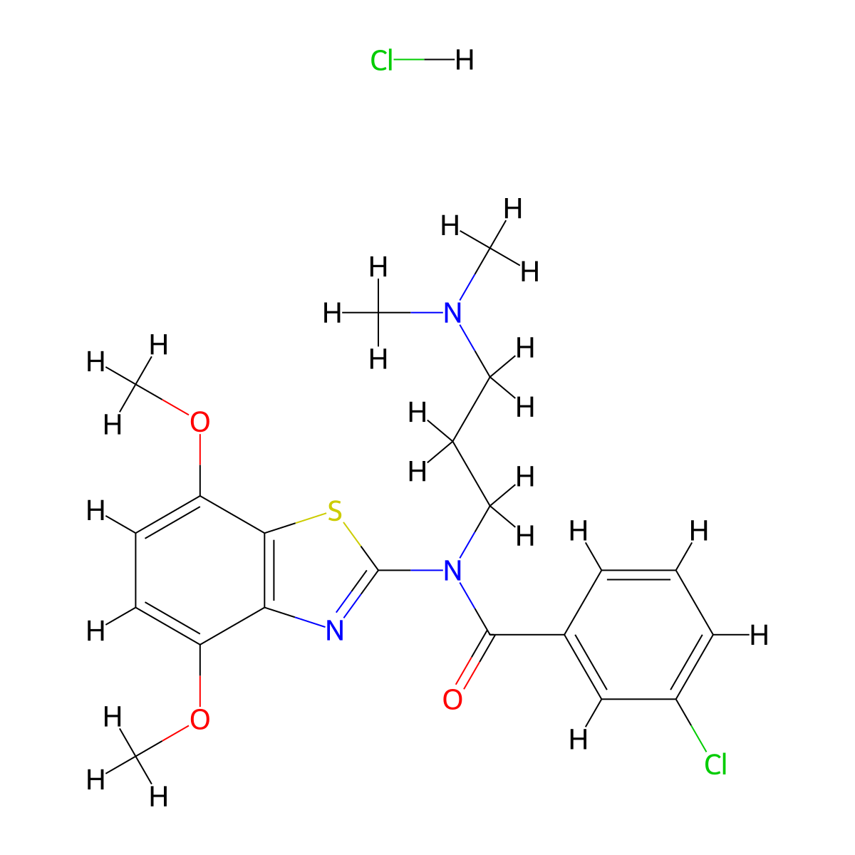 3-chloro-N-(4,7-dimethoxybenzo[d]thiazol-2-yl)-N-(3-(dimethylamino)propyl)benzamide hydrochloride molecular structure, CAS 1216781-15-5