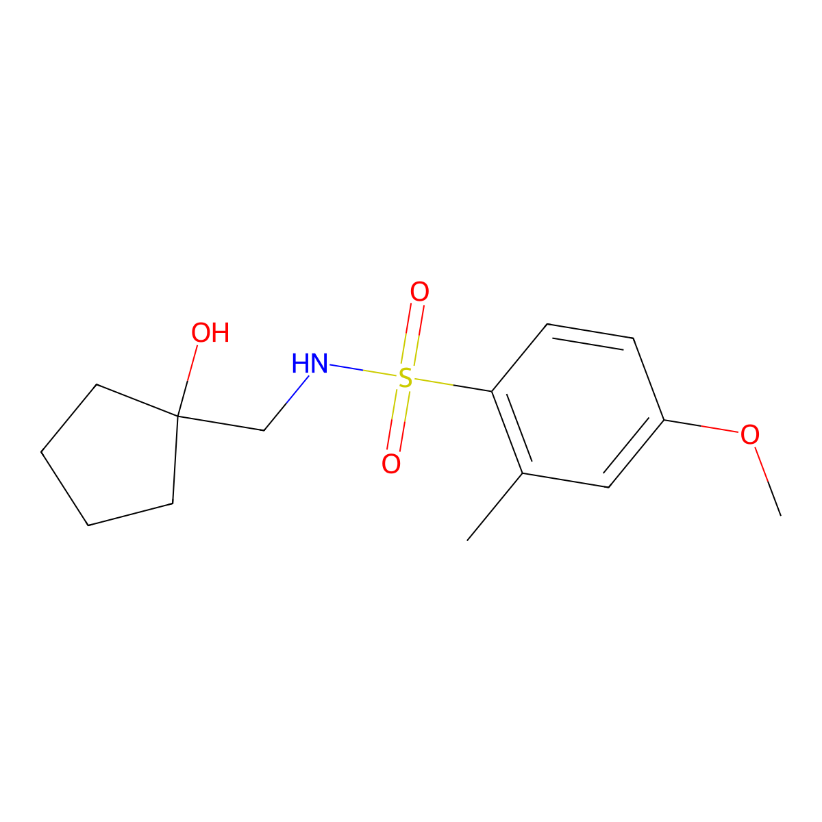 N-[(1-hydroxycyclopentyl)methyl]-4-methoxy-2-methylbenzenesulfonamide molecular structure, CAS 1216784-10-9