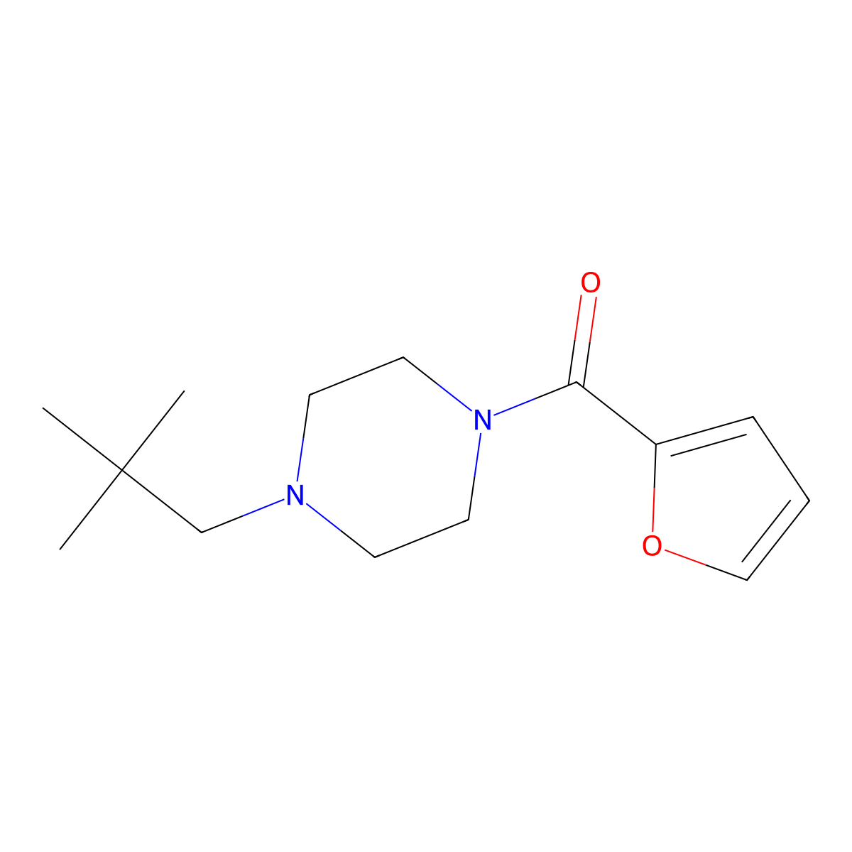 Furan-2-yl(4-neopentylpiperazin-1-yl)methanone molecular structure, CAS 1216784-46-1