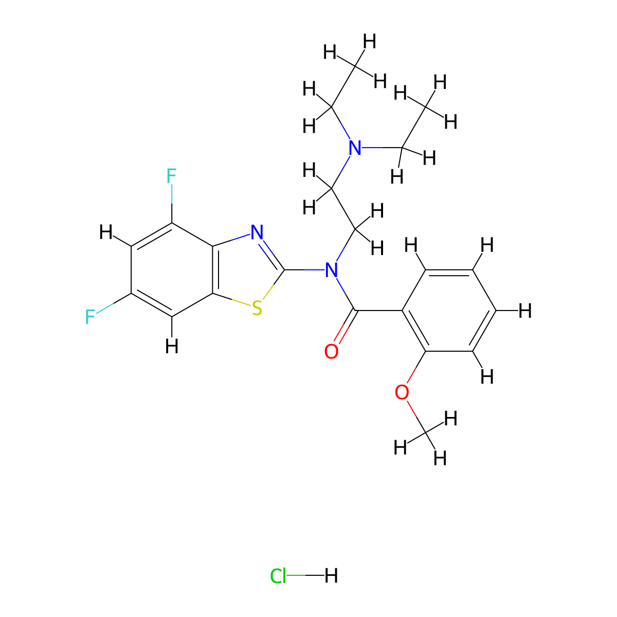 N-(2-(diethylamino)ethyl)-N-(4,6-difluorobenzo[d]thiazol-2-yl)-2-methoxybenzamide hydrochloride molecular structure, CAS 1216788-19-0