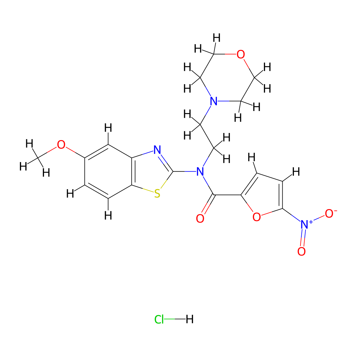 N-(5-methoxybenzo[d]thiazol-2-yl)-N-(2-morpholinoethyl)-5-nitrofuran-2-carboxamide hydrochloride molecular structure, CAS 1216788-43-0