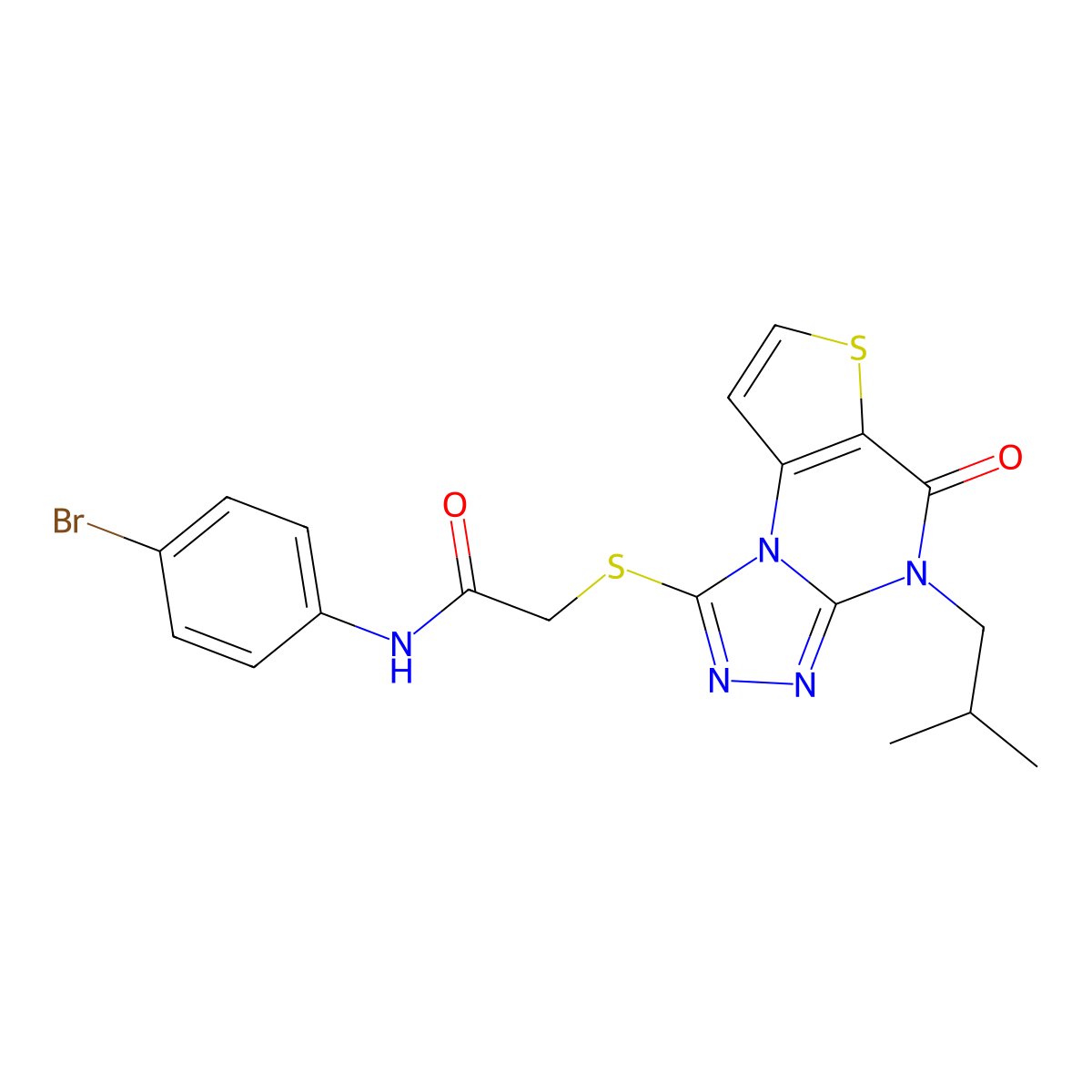 N-(4-bromophenyl)-2-((4-isobutyl-5-oxo-4,5-dihydrothieno[2,3-e][1,2,4]triazolo[4,3-a]pyrimidin-1-yl)thio)acetamide molecular structure, CAS 1216788-49-6
