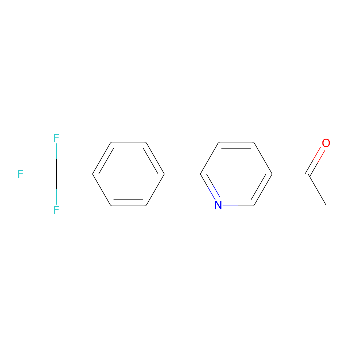 1-{6-[4-(Trifluoromethyl)phenyl]pyridin-3-yl}ethanone molecular structure, CAS 1216789-75-1