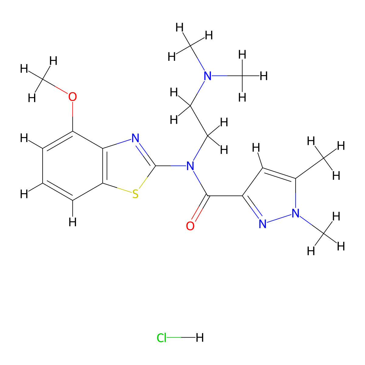 N-(2-(dimethylamino)ethyl)-N-(4-methoxybenzo[d]thiazol-2-yl)-1,5-dimethyl-1H-pyrazole-3-carboxamide hydrochloride molecular structure, CAS 1216792-31-2