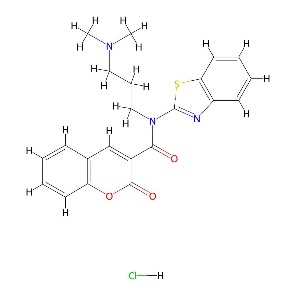 N-(benzo[d]thiazol-2-yl)-N-(3-(dimethylamino)propyl)-2-oxo-2H-chromene-3-carboxamide hydrochloride molecular structure, CAS 1216792-45-8