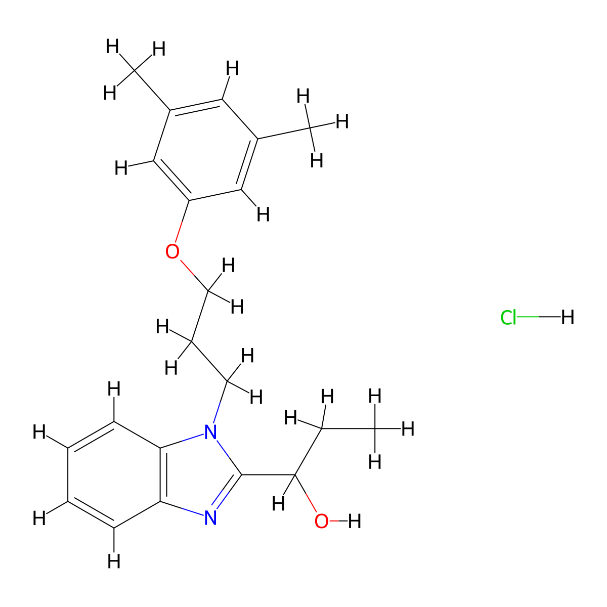 1-(1-(3-(3,5-dimethylphenoxy)propyl)-1H-benzo[d]imidazol-2-yl)propan-1-ol hydrochloride molecular structure, CAS 1216793-74-6