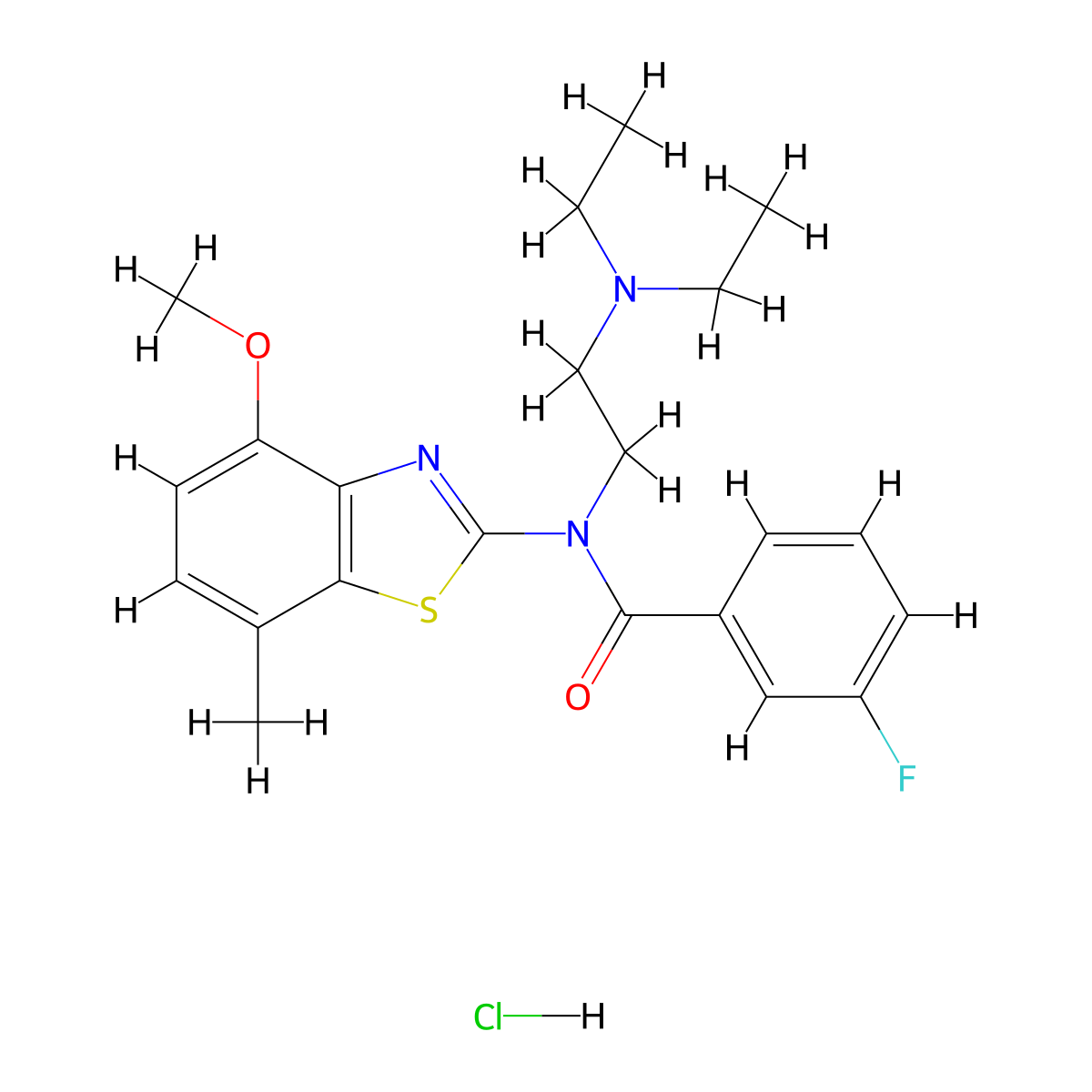 N-(2-(diethylamino)ethyl)-3-fluoro-N-(4-methoxy-7-methylbenzo[d]thiazol-2-yl)benzamide hydrochloride molecular structure, CAS 1216793-81-5
