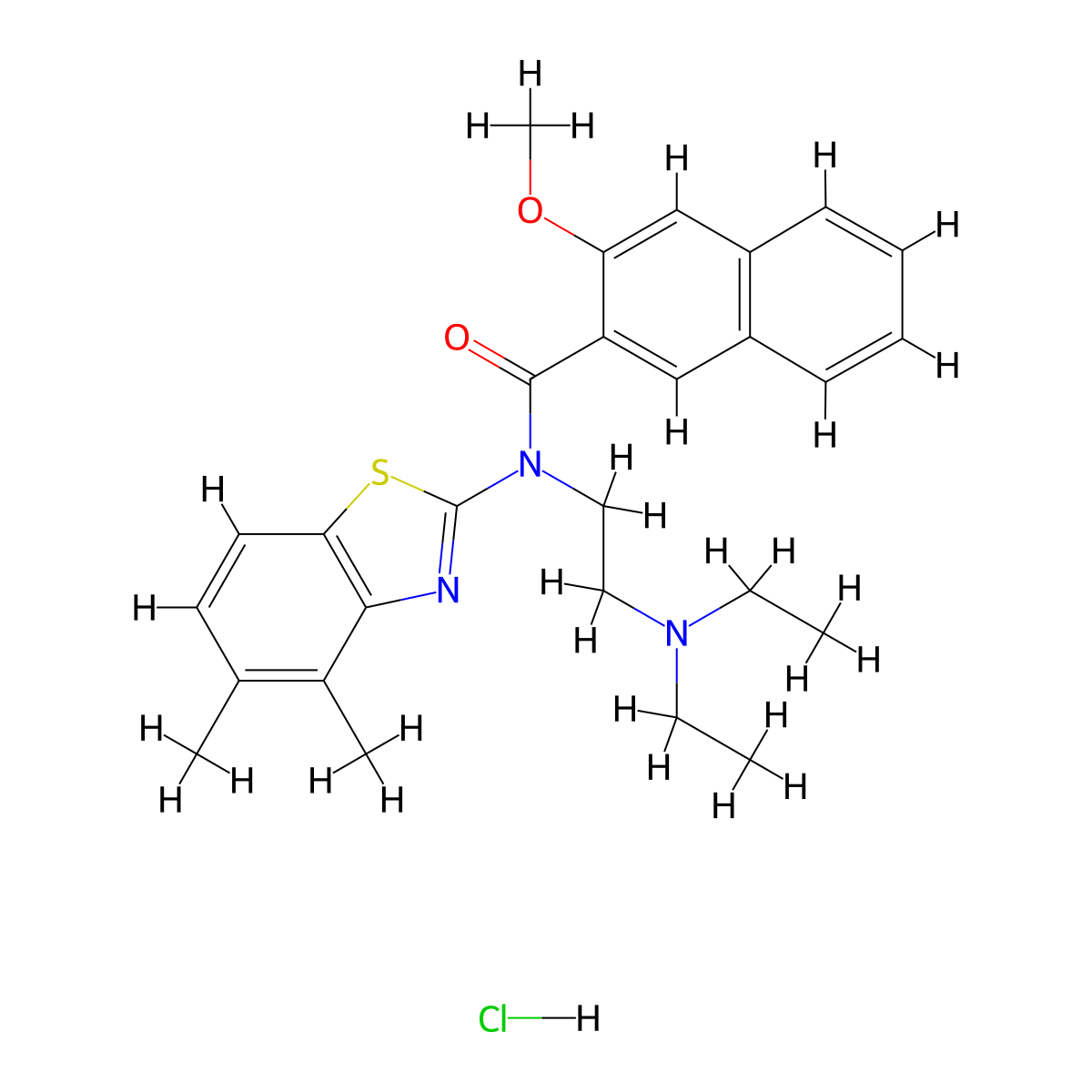 N-(2-(diethylamino)ethyl)-N-(4,5-dimethylbenzo[d]thiazol-2-yl)-3-methoxy-2-naphthamide hydrochloride molecular structure, CAS 1216794-09-0