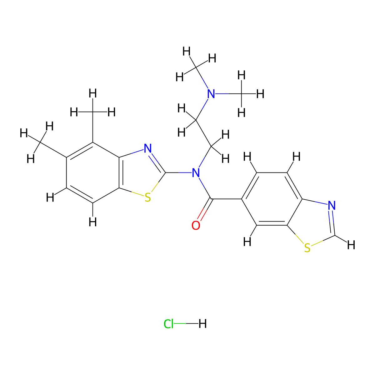 N-(2-(dimethylamino)ethyl)-N-(4,5-dimethylbenzo[d]thiazol-2-yl)benzo[d]thiazole-6-carboxamide hydrochloride molecular structure, CAS 1216794-40-9