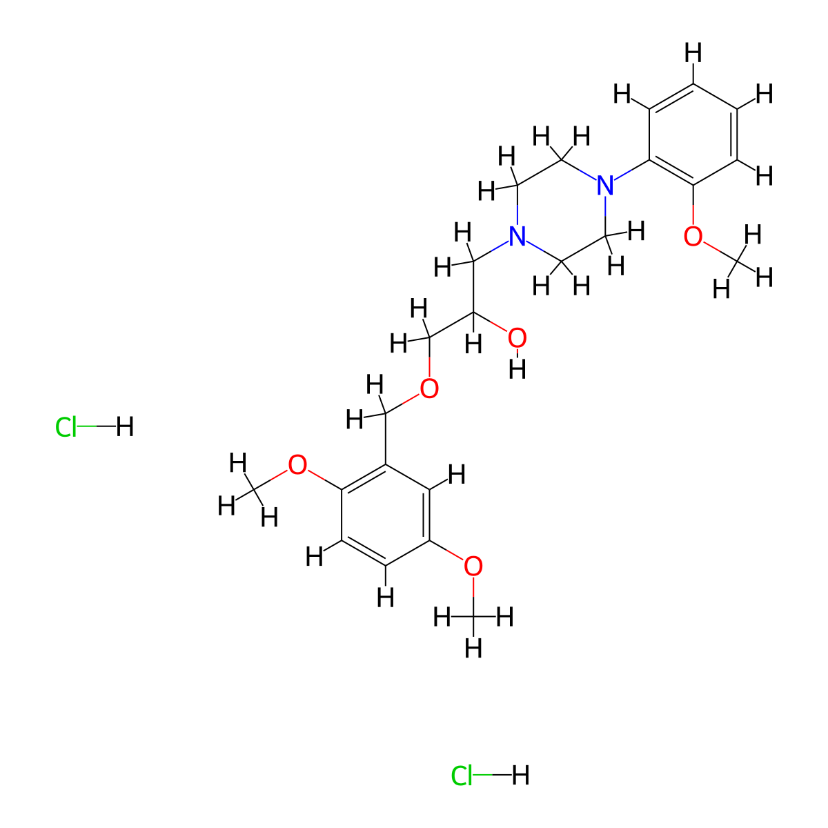 1-((2,5-Dimethoxybenzyl)oxy)-3-(4-(2-methoxyphenyl)piperazin-1-yl)propan-2-ol dihydrochloride molecular structure, CAS 1216794-55-6