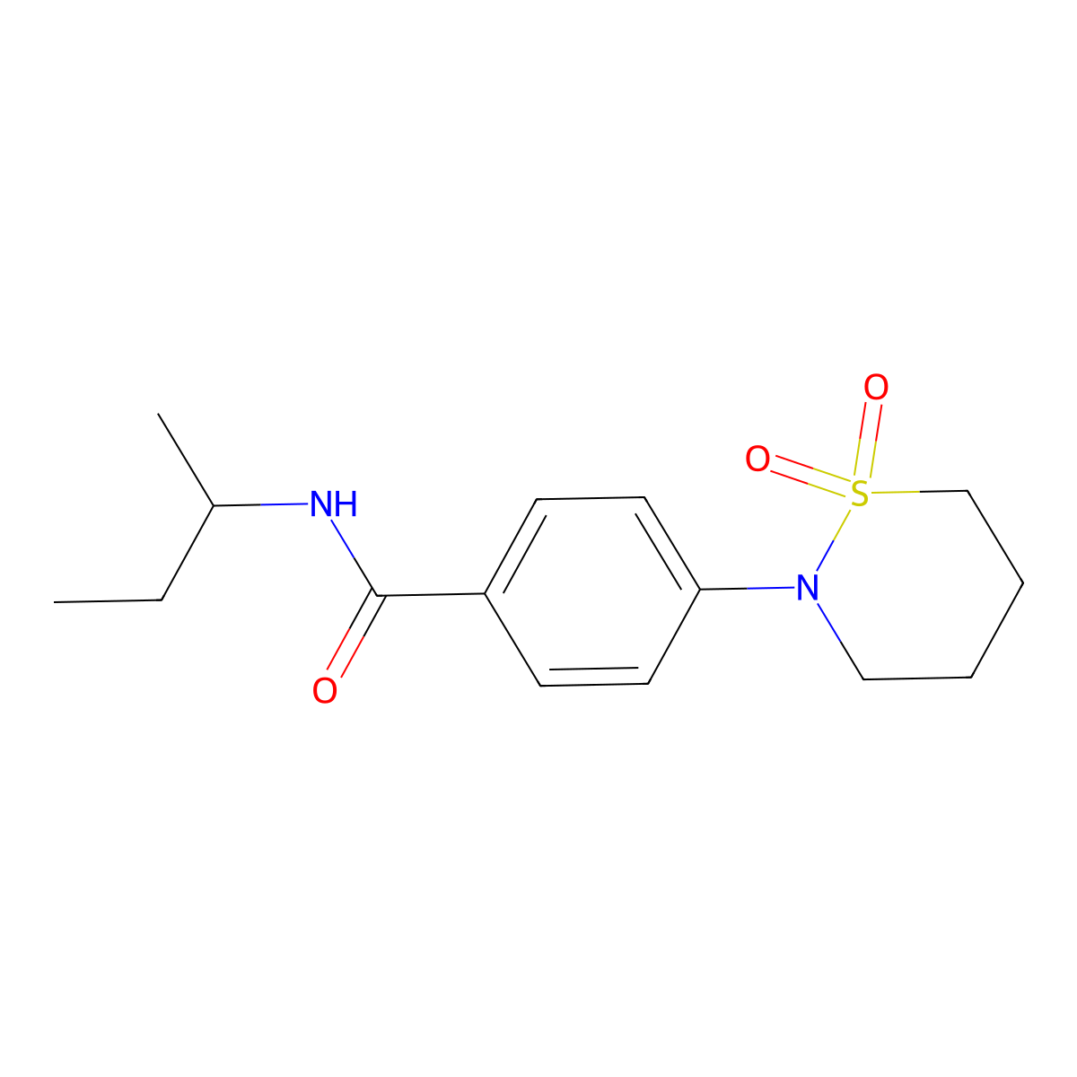 N-(butan-2-yl)-4-(1,1-dioxido-1,2-thiazinan-2-yl)benzamide molecular structure, CAS 1216795-44-6