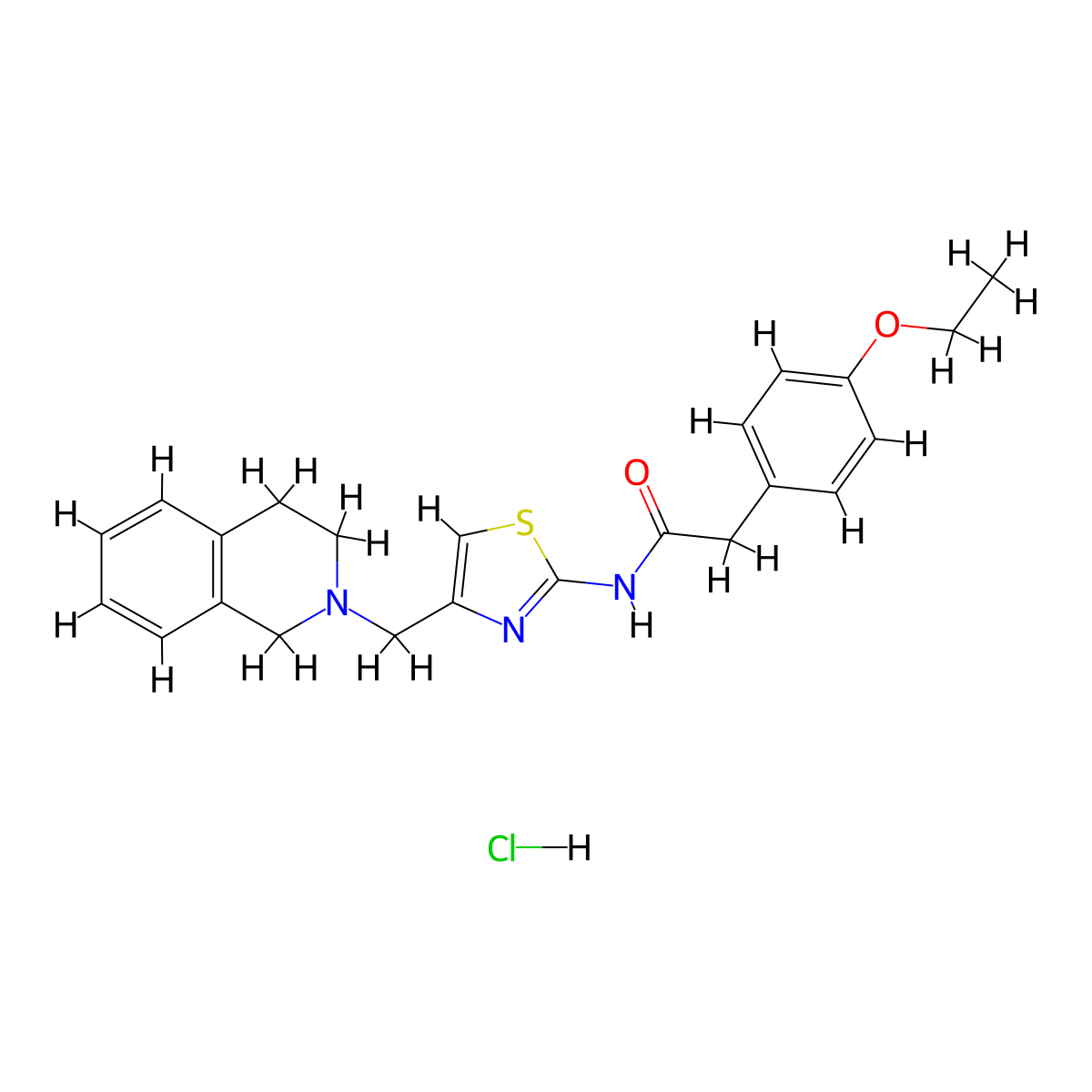 N-(4-((3,4-dihydroisoquinolin-2(1H)-yl)methyl)thiazol-2-yl)-2-(4-ethoxyphenyl)acetamide hydrochloride molecular structure, CAS 1216795-59-3