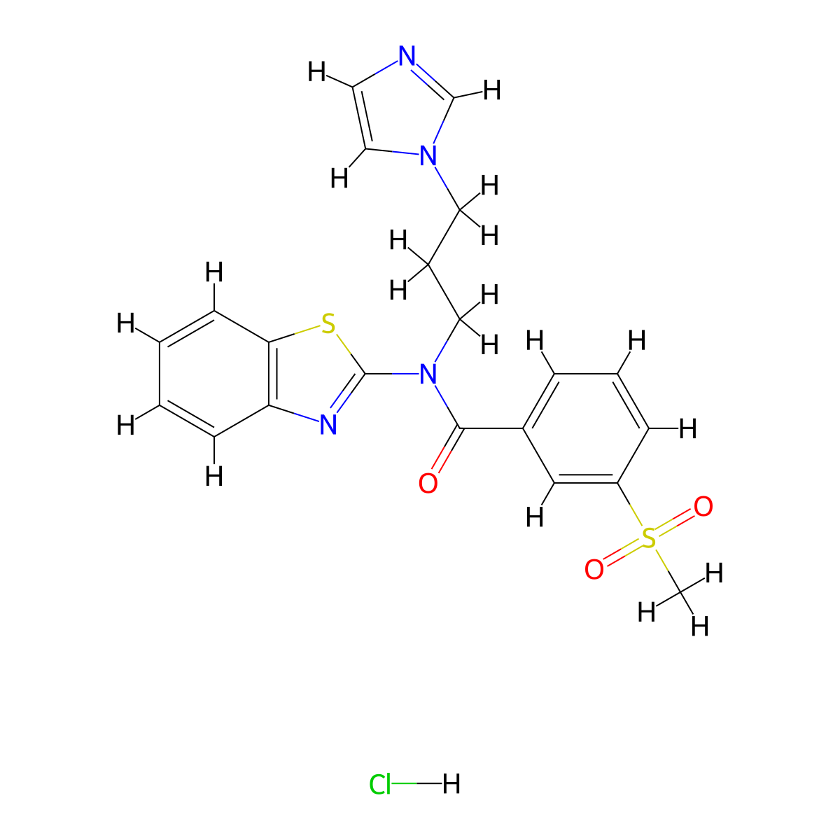 N-(3-(1H-imidazol-1-yl)propyl)-N-(benzo[d]thiazol-2-yl)-3-(methylsulfonyl)benzamide hydrochloride molecular structure, CAS 1216795-82-2