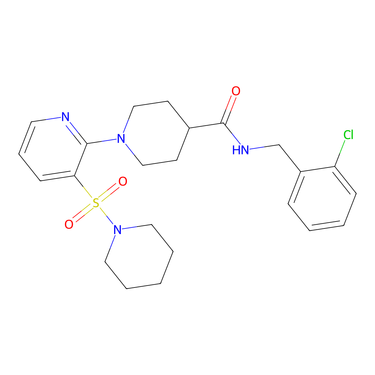 N-[(2-chlorophenyl)methyl]-1-[3-(piperidine-1-sulfonyl)pyridin-2-yl]piperidine-4-carboxamide molecular structure, CAS 1216798-01-4