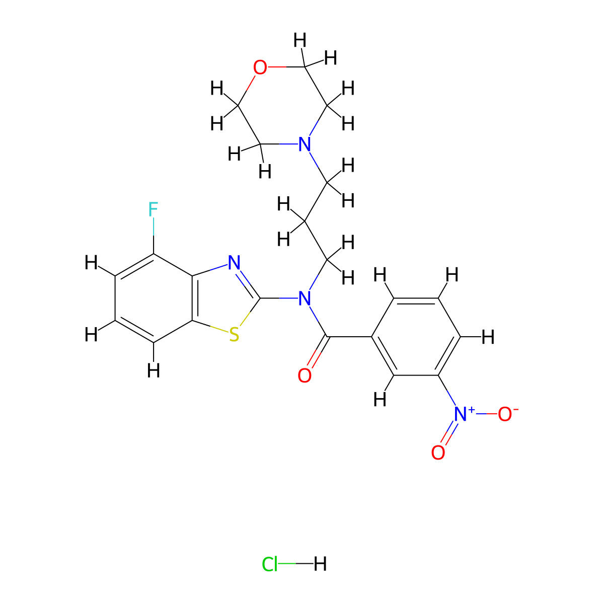 N-(4-fluorobenzo[d]thiazol-2-yl)-N-(3-morpholinopropyl)-3-nitrobenzamide hydrochloride molecular structure, CAS 1216798-02-5