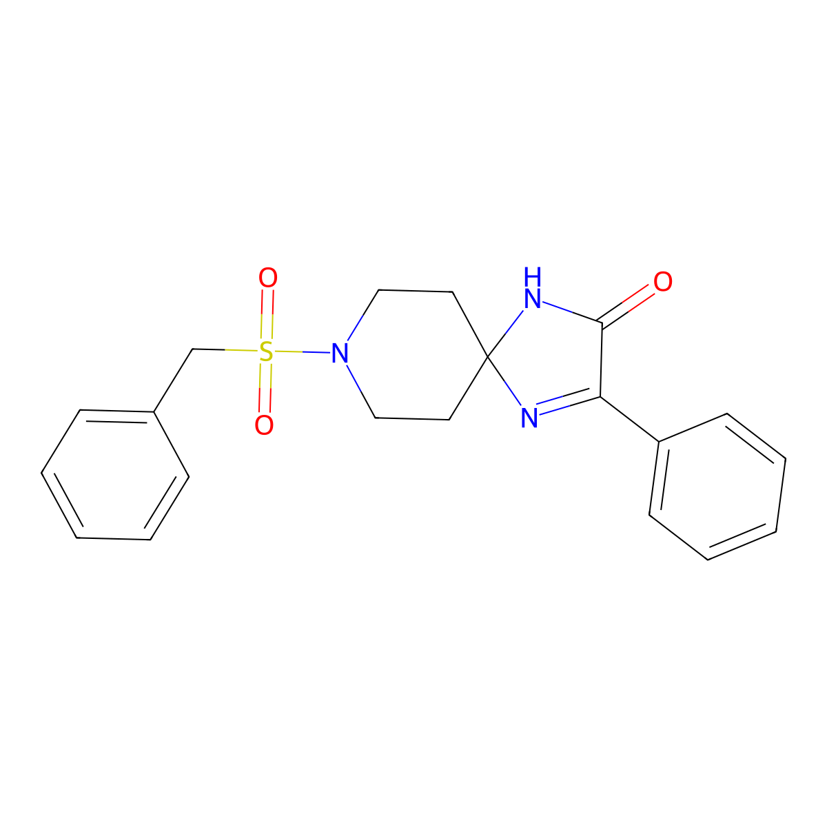 8-(Benzylsulfonyl)-3-phenyl-1,4,8-triazaspiro[4.5]dec-3-en-2-one molecular structure, CAS 1216798-12-7