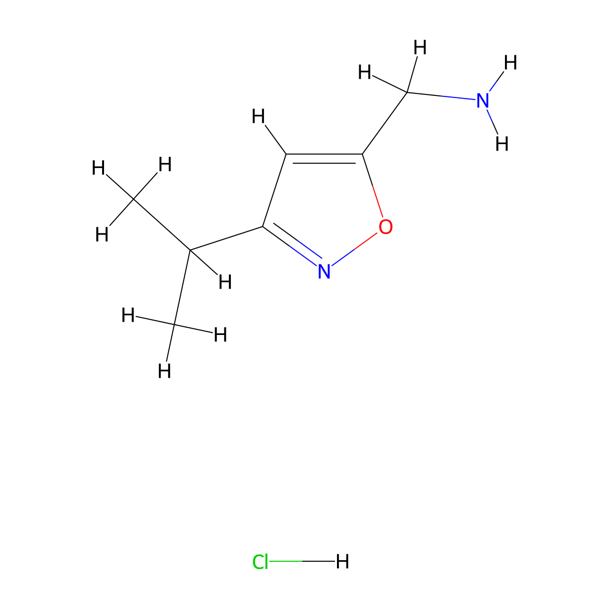 (3-Isopropylisoxazol-5-YL)methanamine hydrochloride molecular structure, CAS 1216798-66-1