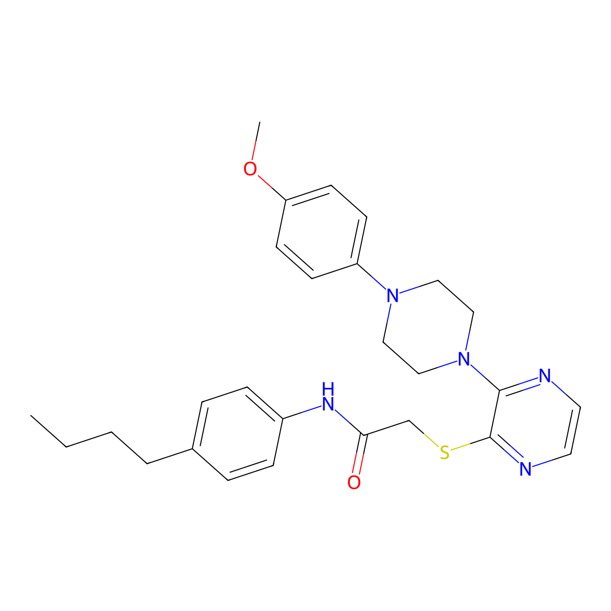 N-(4-butylphenyl)-2-({3-[4-(4-methoxyphenyl)piperazin-1-yl]pyrazin-2-yl}sulfanyl)acetamide molecular structure, CAS 1216799-21-1