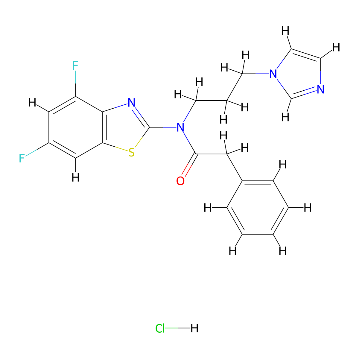 N-(3-(1H-imidazol-1-yl)propyl)-N-(4,6-difluorobenzo[d]thiazol-2-yl)-2-phenylacetamide hydrochloride molecular structure, CAS 1216799-27-7