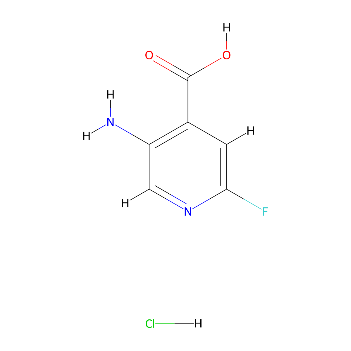 5-Amino-2-fluoroisonicotinic acid hydrochloride molecular structure, CAS 1216799-30-2