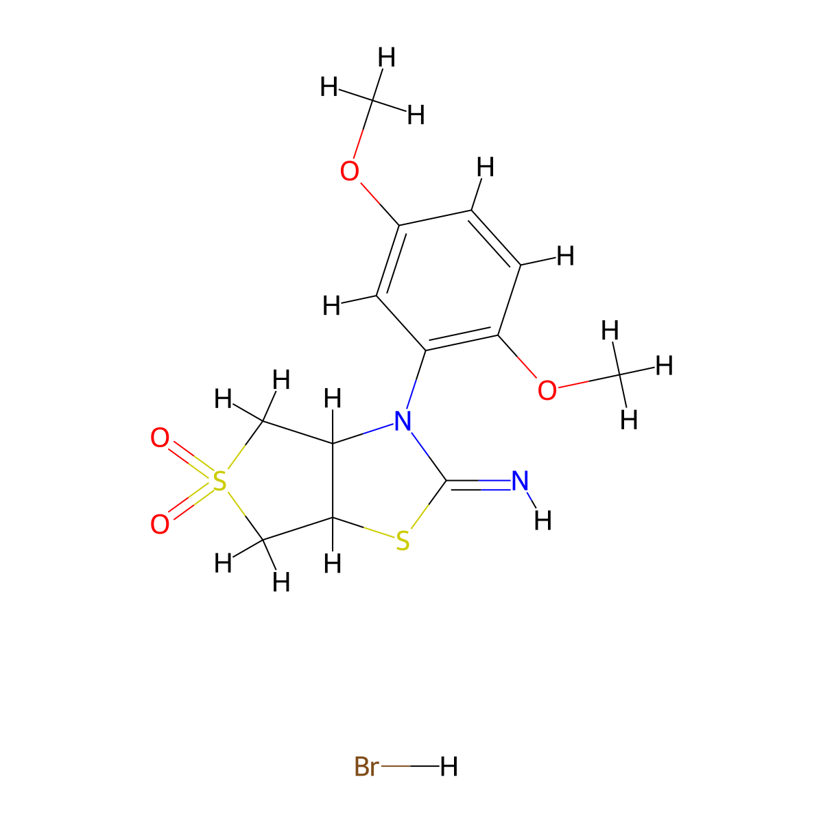 3-(2,5-Dimethoxyphenyl)-2-iminohexahydrothieno[3,4-d]thiazole 5,5-dioxide hydrobromide molecular structure, CAS 1216799-66-4
