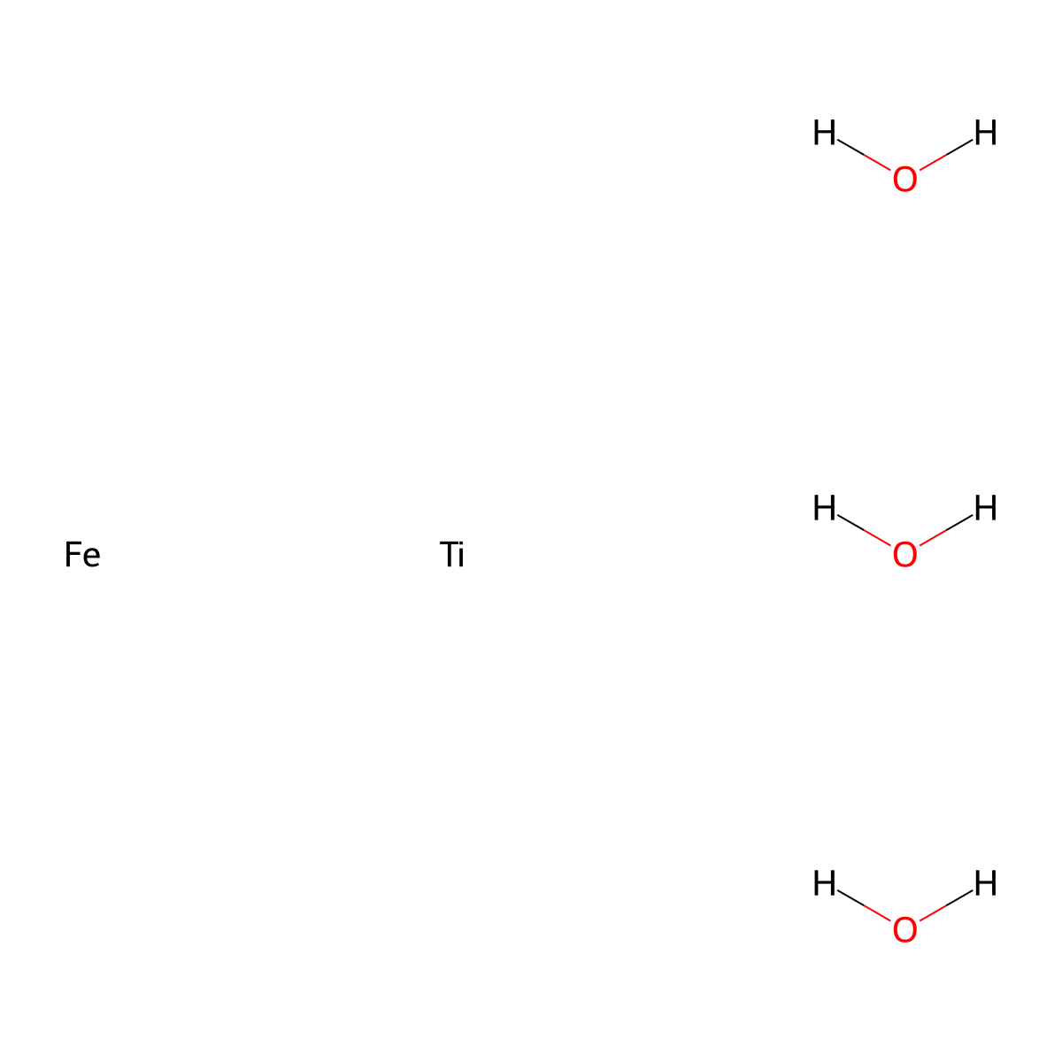 Ilmenite (FeTiO3) molecular structure, CAS 12168-52-4