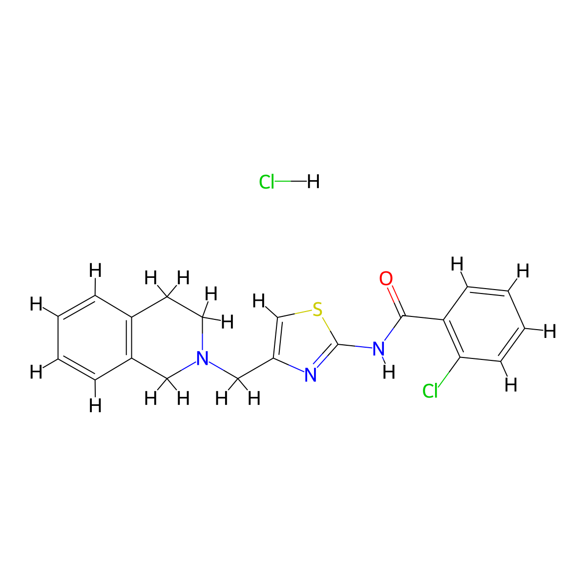 2-chloro-N-(4-((3,4-dihydroisoquinolin-2(1H)-yl)methyl)thiazol-2-yl)benzamide hydrochloride molecular structure, CAS 1216800-04-2
