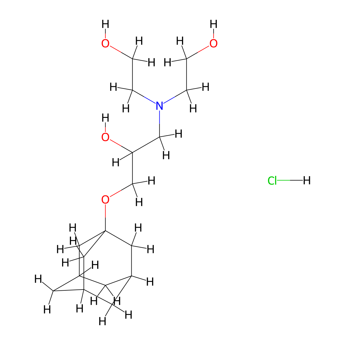 1-(Adamantan-1-yloxy)-3-[bis(2-hydroxyethyl)amino]propan-2-ol hydrochloride molecular structure, CAS 1216800-11-1