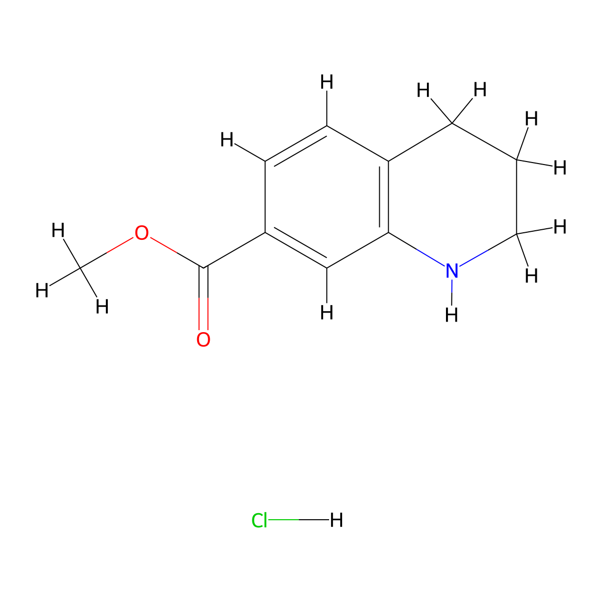 Methyl 1,2,3,4-tetrahydroquinoline-7-carboxylate hydrochloride molecular structure, CAS 1216800-29-1