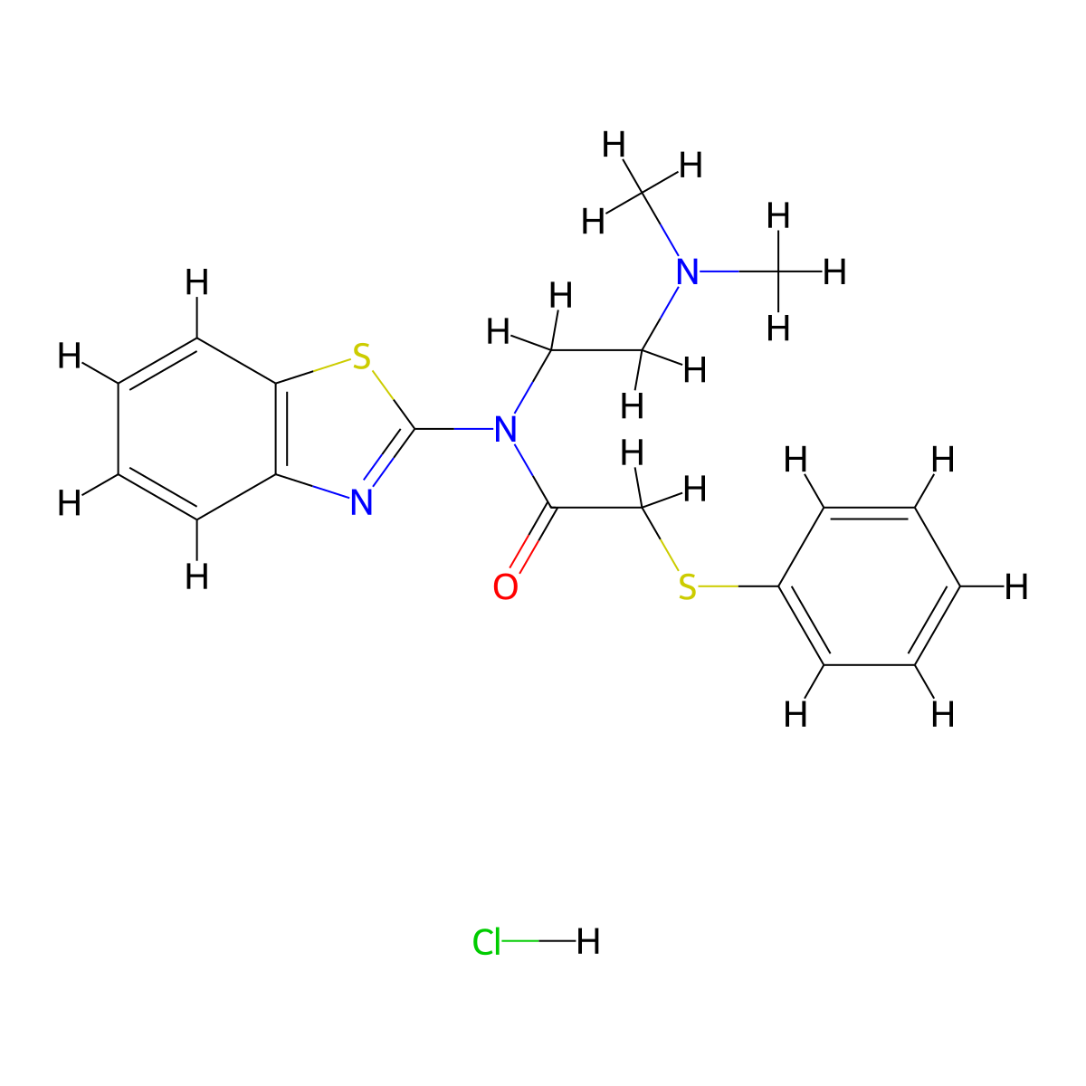 N-(benzo[d]thiazol-2-yl)-N-(2-(dimethylamino)ethyl)-2-(phenylthio)acetamide hydrochloride molecular structure, CAS 1216800-41-7
