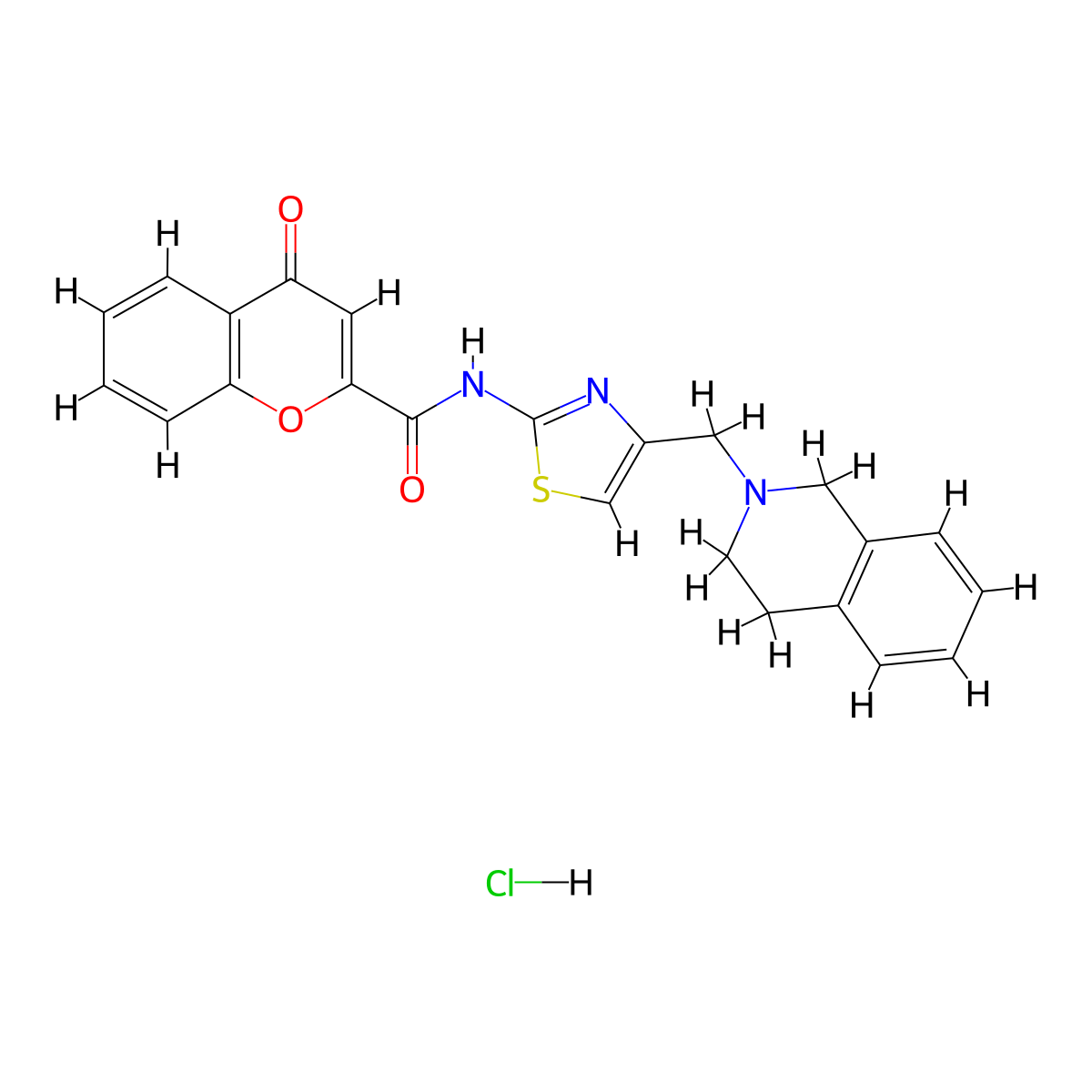 N-(4-((3,4-dihydroisoquinolin-2(1H)-yl)methyl)thiazol-2-yl)-4-oxo-4H-chromene-2-carboxamide hydrochloride molecular structure, CAS 1216802-17-3
