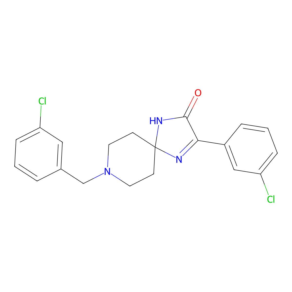 8-(3-Chlorobenzyl)-3-(3-chlorophenyl)-1,4,8-triazaspiro[4.5]dec-3-en-2-one molecular structure, CAS 1216802-74-2