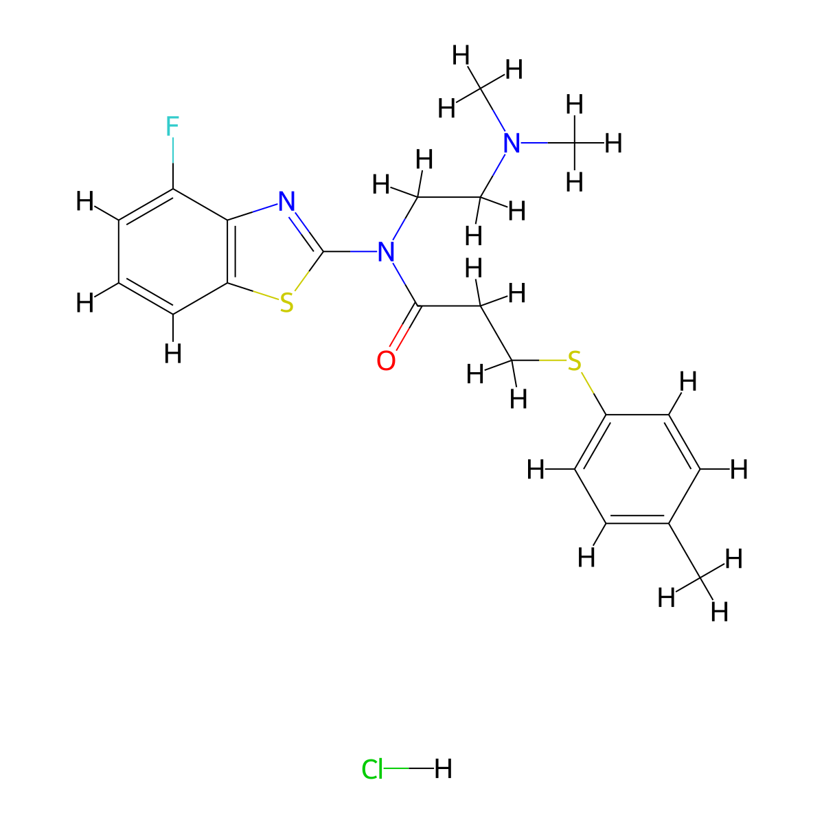 N-(2-(dimethylamino)ethyl)-N-(4-fluorobenzo[d]thiazol-2-yl)-3-(p-tolylthio)propanamide hydrochloride molecular structure, CAS 1216803-06-3