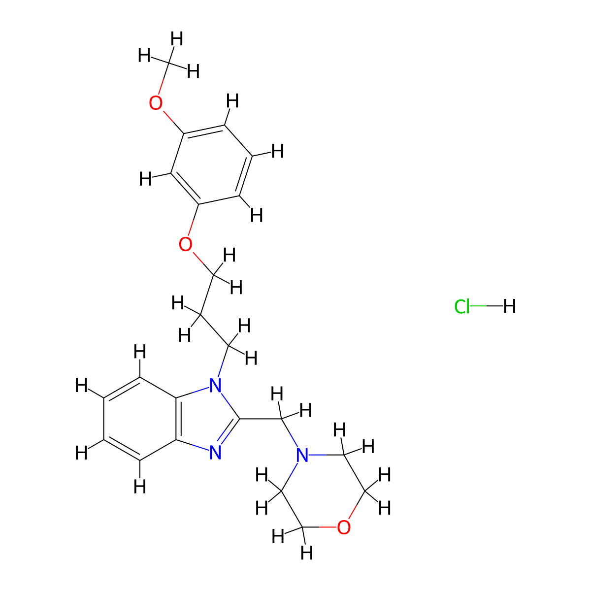 1-[3-(3-methoxyphenoxy)propyl]-2-[(morpholin-4-yl)methyl]-1H-1,3-benzodiazole hydrochloride molecular structure, CAS 1216804-05-5