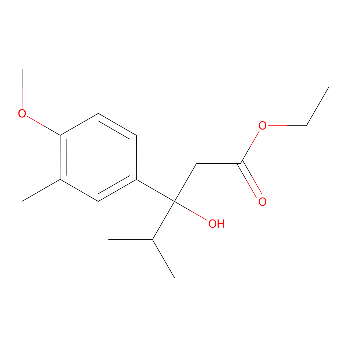 Ethyl 3-hydroxy-3-(4-methoxy-3-methylphenyl)-4-methylpentanoate molecular structure, CAS 1216805-26-3